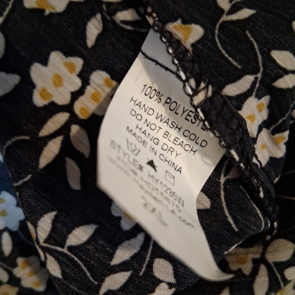 Hayden Los Angeles Elegant Black and White Floral Dress 2XL Cottagecore Tiered - Picture 10 of 15